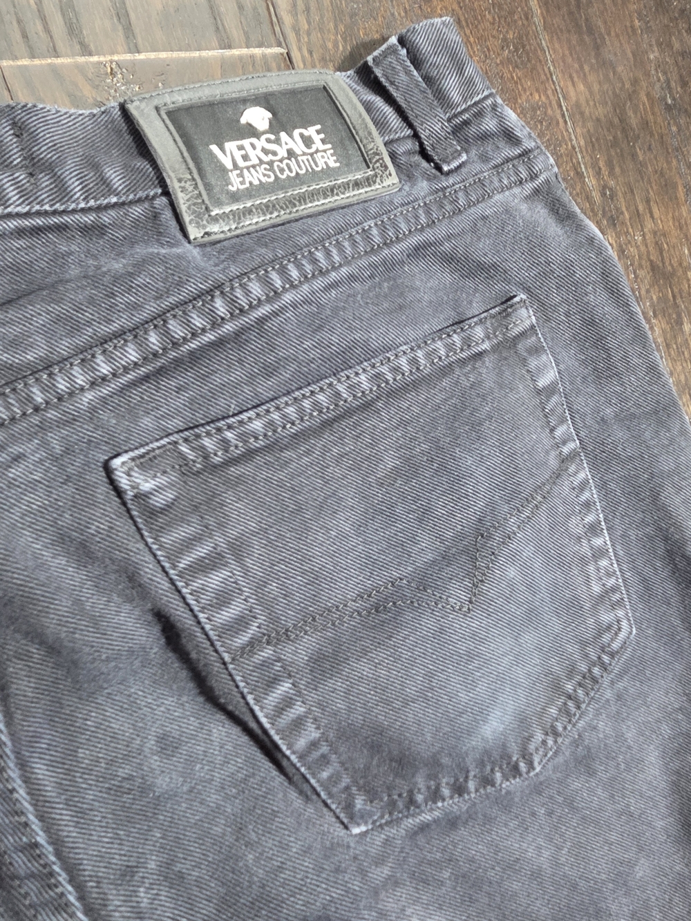 Versace Mens Vintage Black Straight Leg Relaxed Fit Denim Jeans Size 40 Italy